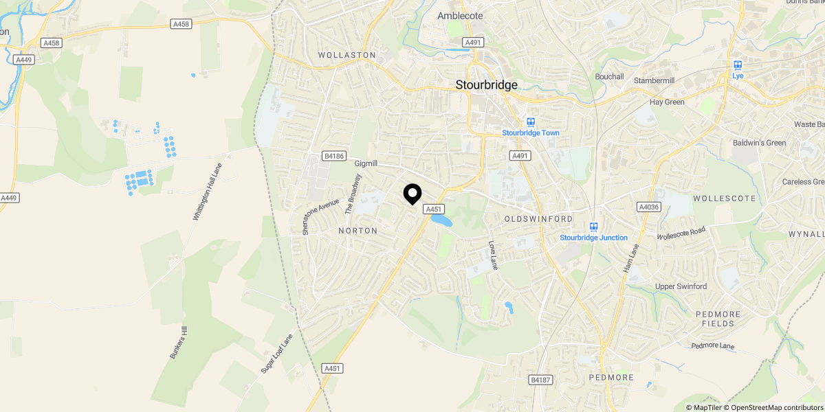 Approximate location of Witton Street, Stourbridge, DY8 3YF