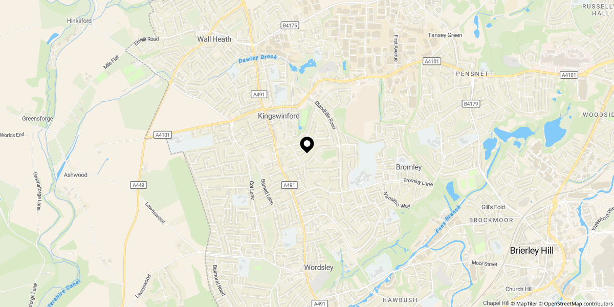 Approximate location of Beech Road, Kingswinford, DY6 8EX