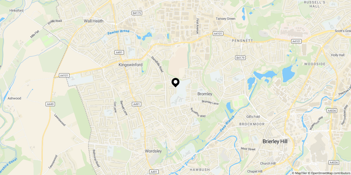 Approximate location of Astor Road, Kingswinford, DY6 8LJ