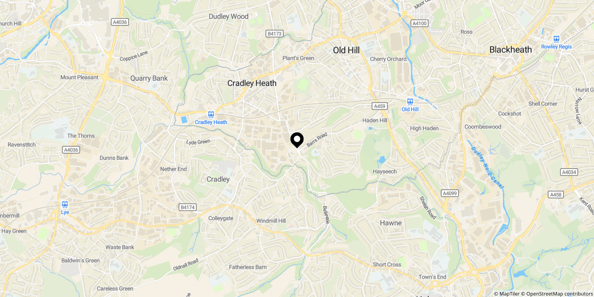 Approximate location of 102a Corngreaves Road, Cradley Heath B64 7EA