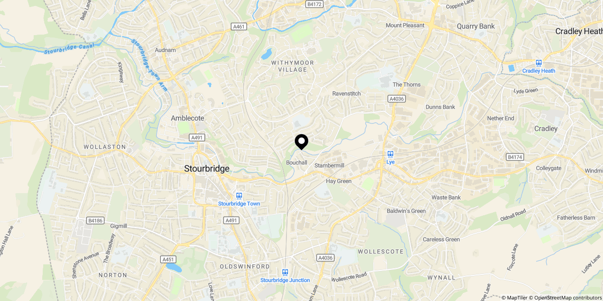 Approximate location of Yardley Street, Stourbridge DY9 7AT