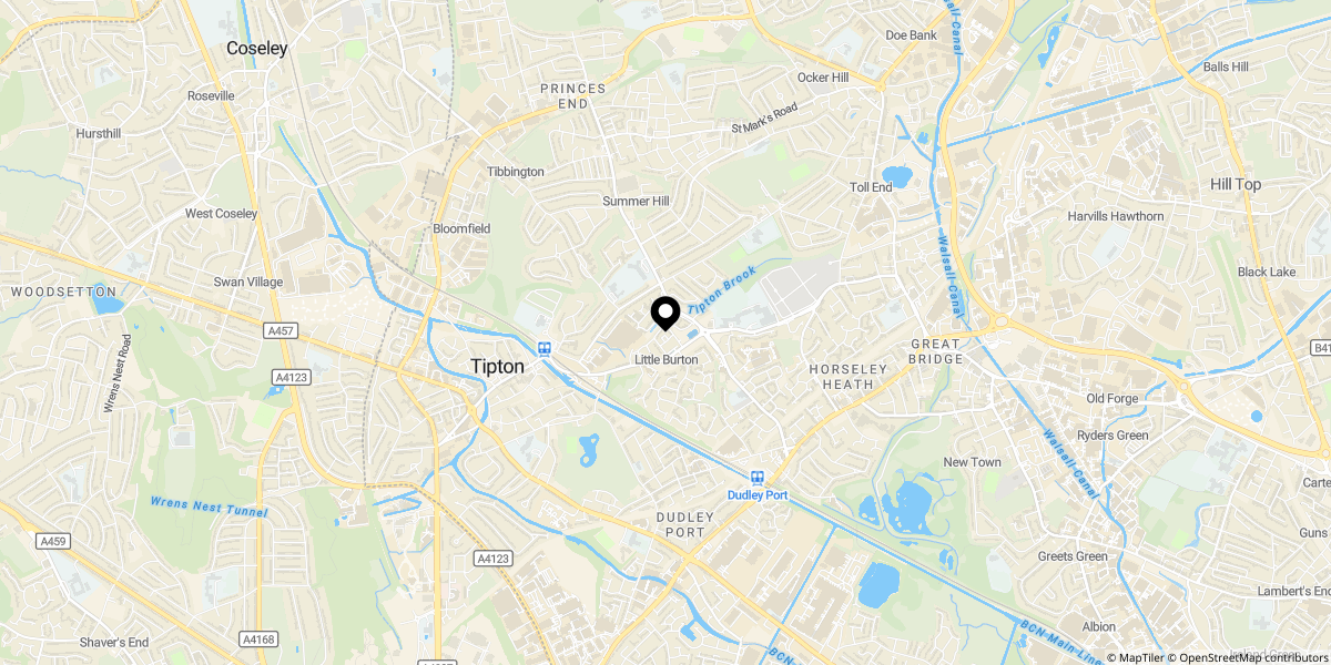 Approximate location of Rosemary Road, Tipton, DY4 8TH