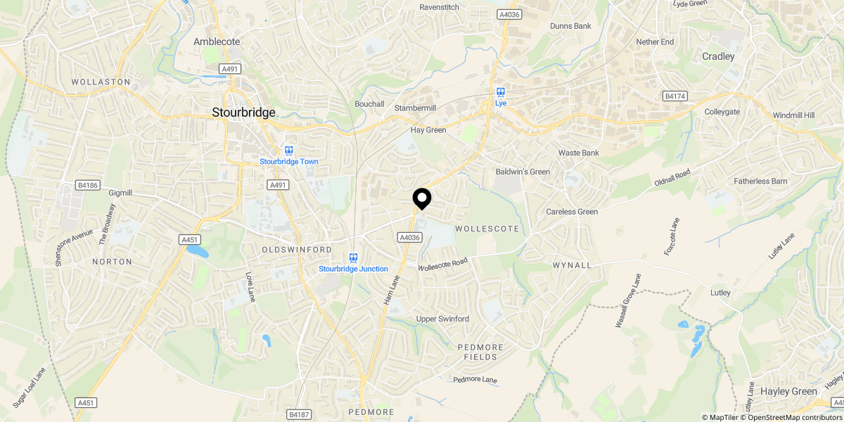 Approximate location of Hatfield Road, Stourbridge, DY9 7LP