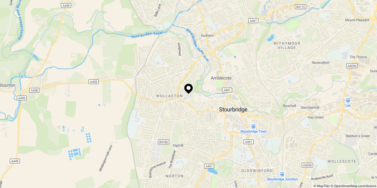 Approximate location of King Street, Wollaston, Stourbridge, DY8 3QE