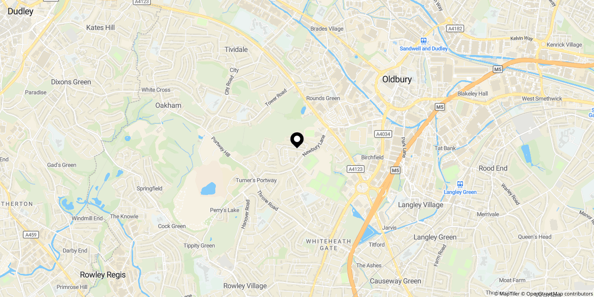 Approximate location of Newbury Lane, Oldbury, B69 1JA