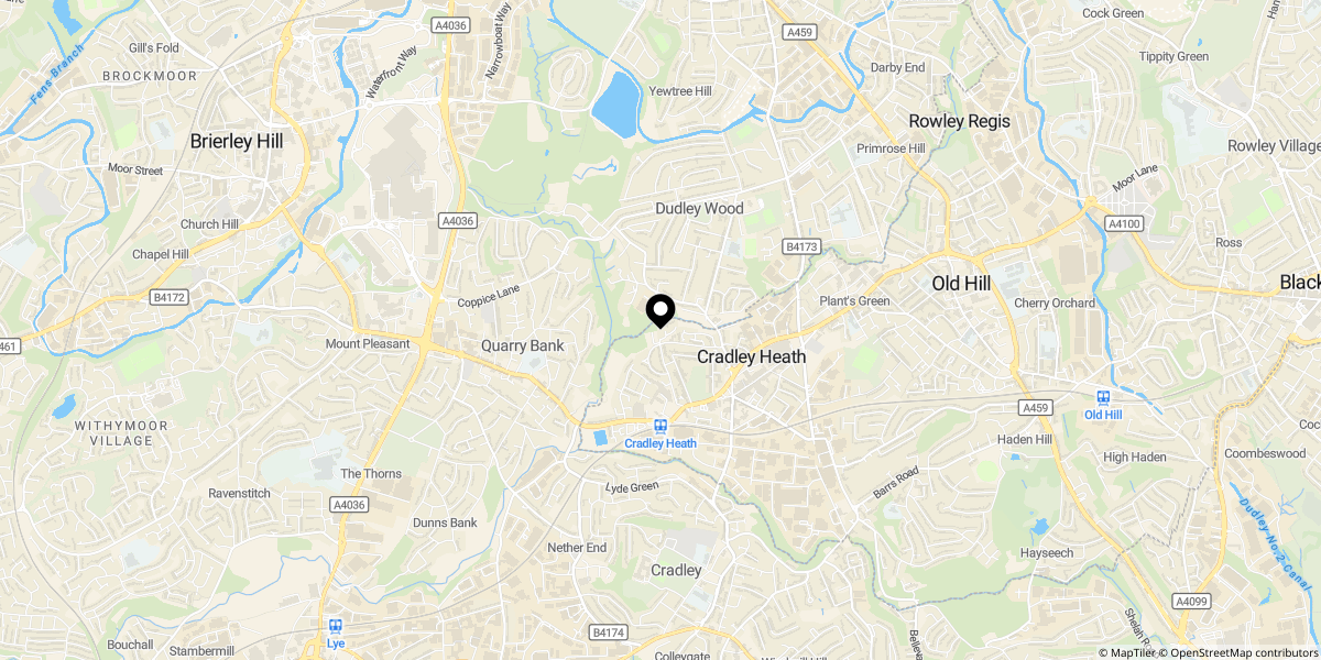 Approximate location of Rainbow Court, Cradley Heath, B64 5DX