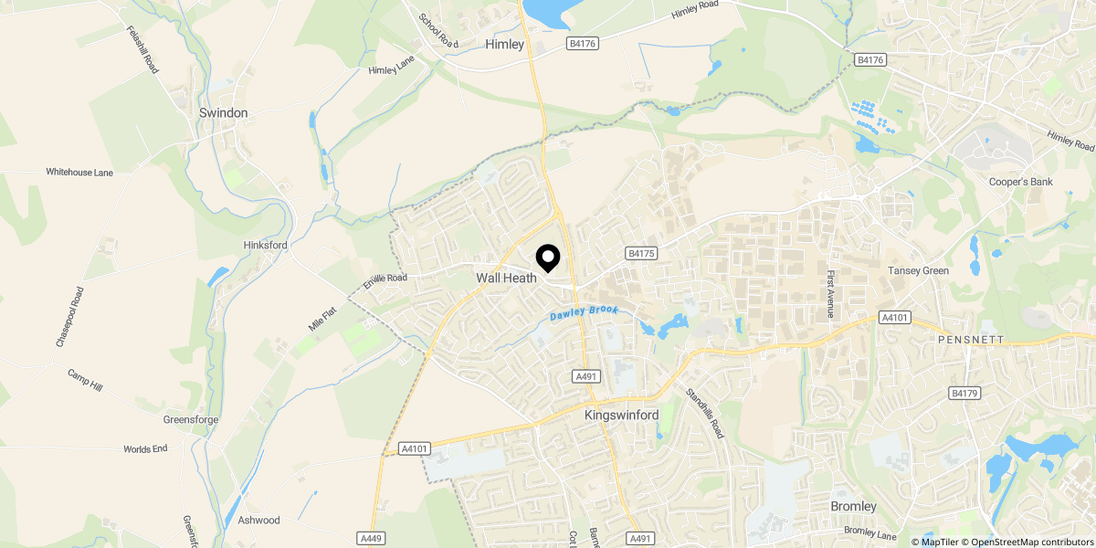 Approximate location of Dawley Court, Wall Heath, Kingswinford, DY6 7HY