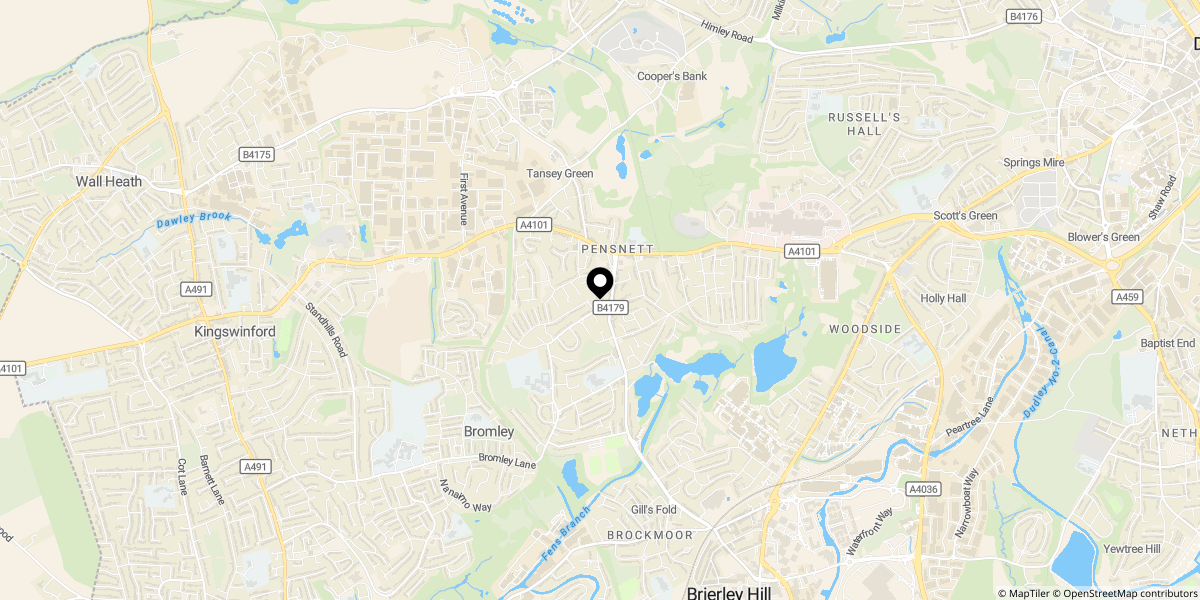 Approximate location of High Oak, Pensnett, Brierley Hill, DY5 4LA