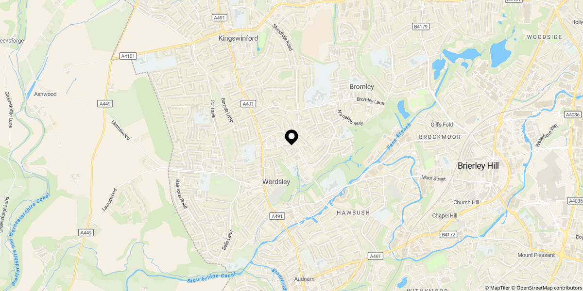 Approximate location of Guardians Walk, Wordsley (close to Kingswinford), DY8 5TH