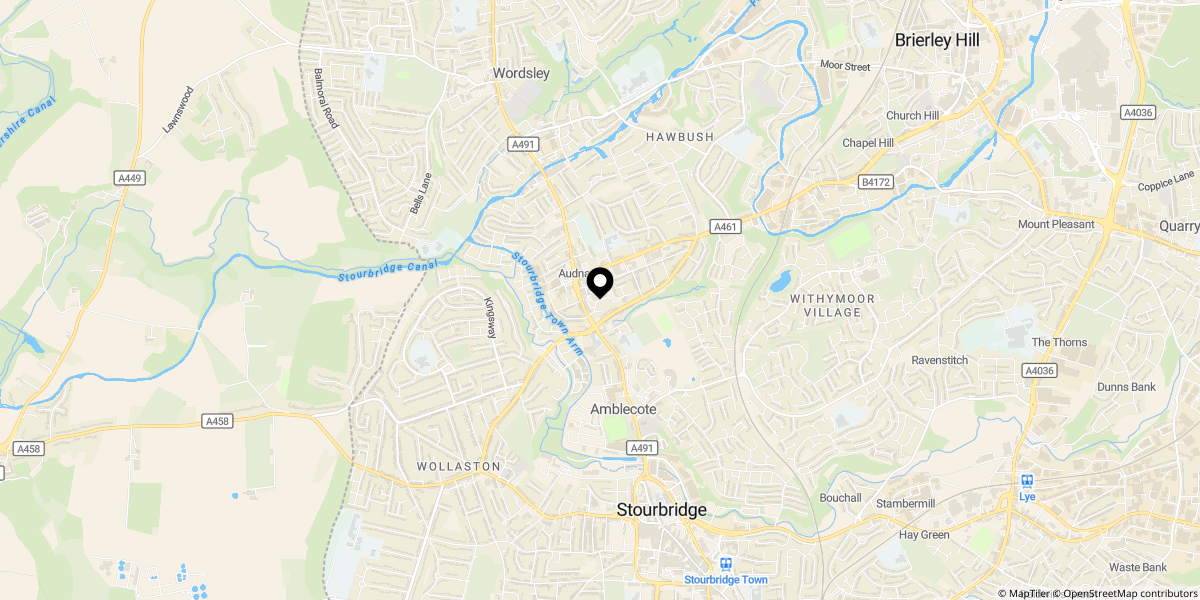 Approximate location of Evolution, High Street, Amblecote, DY8 4DX