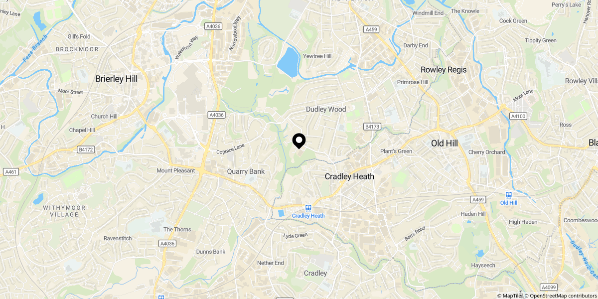 Approximate location of Oxley Close, Dudley Wood, DY2 0EN