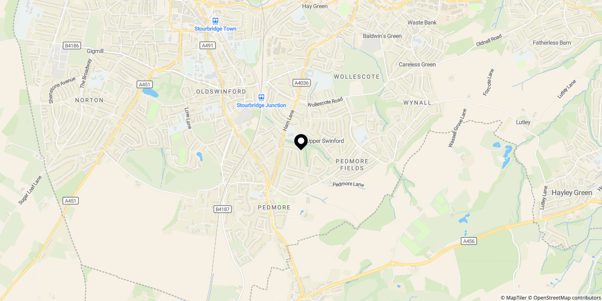Approximate location of Swindell Road, Pedmore, Stourbridge, DY9 0TL