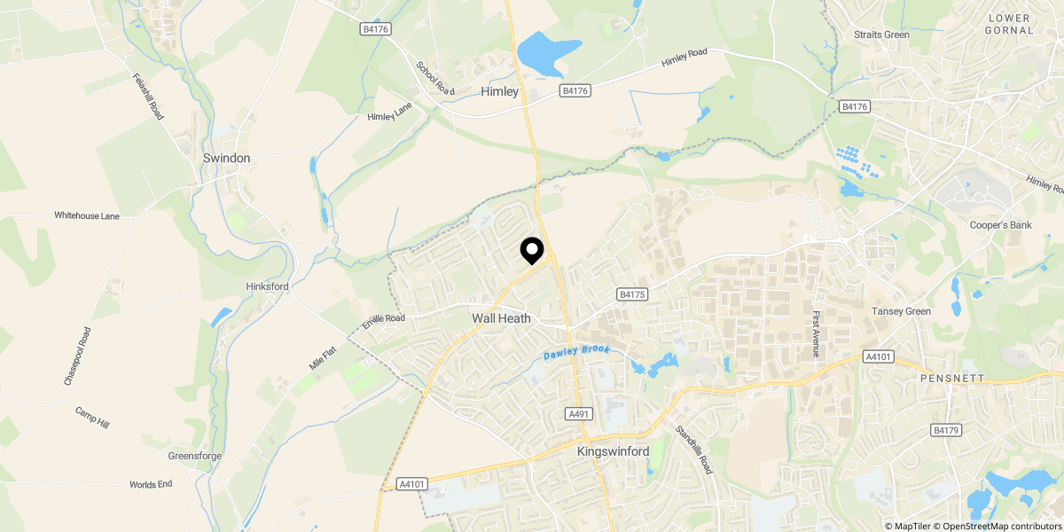 Approximate location of Wolverhampton Road, Wall Heath, Kingswinford, DY6 7HY