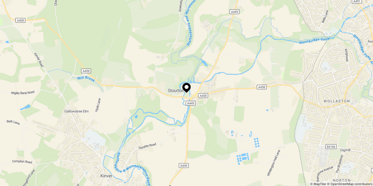 Approximate location of Stewponey Court, Stourton, Stourbridge, DY7 6RH