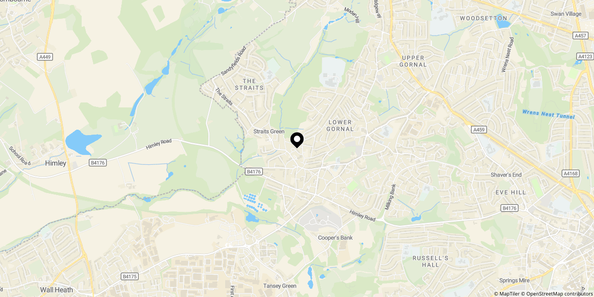 Approximate location of Straits Road, The Straits, Lower Gornal, DY3 2UN