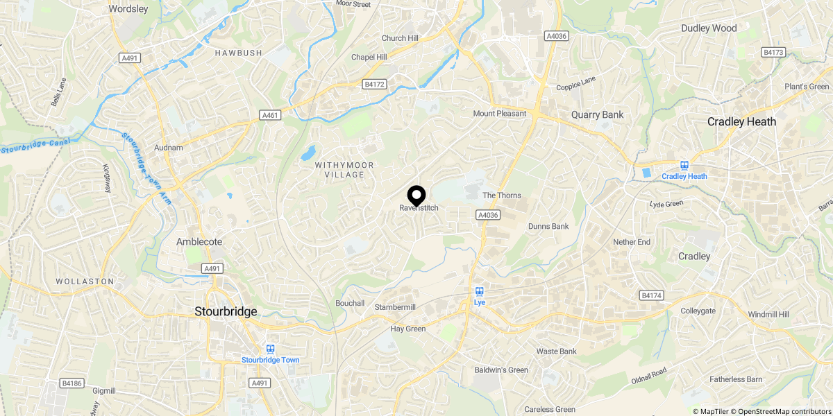 Approximate location of Woods Lane, Brierley Hill, DY5 2QU