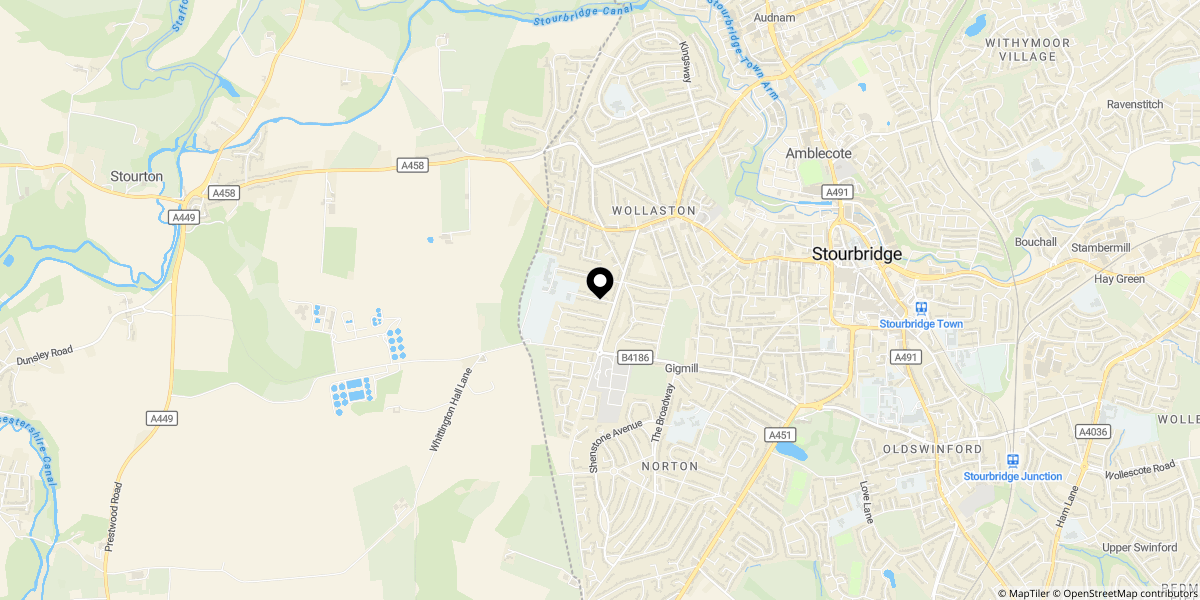 Approximate location of Gregory Road, Wollaston, Stourbridge, DY8 3NF