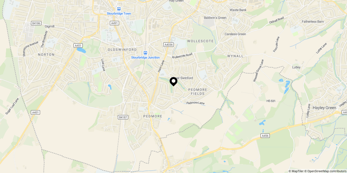 Approximate location of Sandhurst Avenue, Pedmore, Stourbridge, DY9 0XL