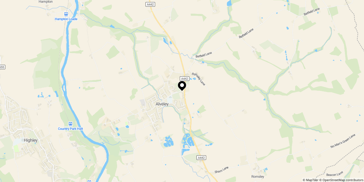 Approximate location of The Woodlands, Alveley, WV15 6LQ