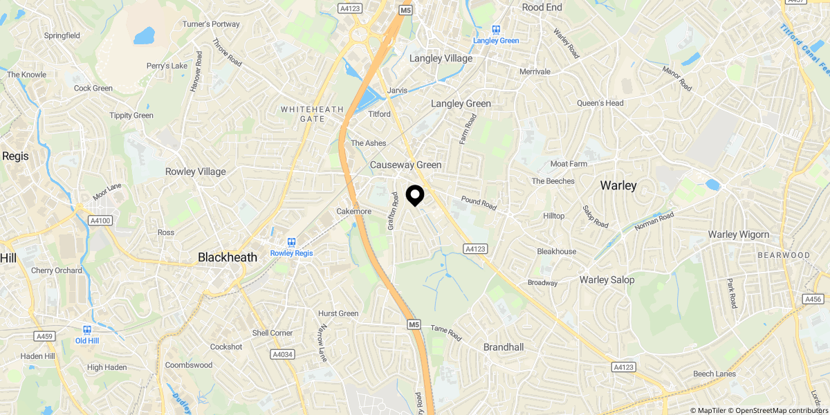Approximate location of Brook Road, Oldbury, B68 8AA